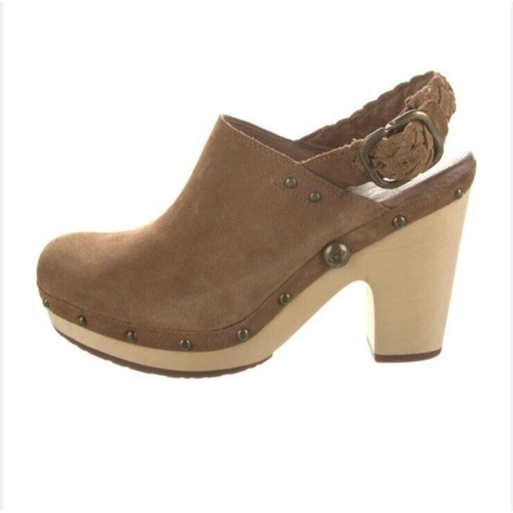 UGG Australia Dafni Sling Back Platform Studded Suede Clogs Brown US 11